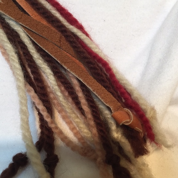 Vintage Linen/Leather/woollen and leather tassels - Picture 2 of 6